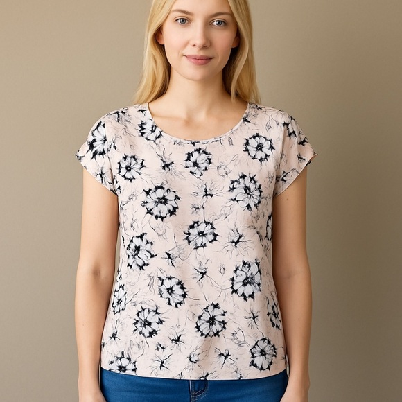 Cynthia Rowley 100% Silk Floral Print Top Size L - Picture 1 of 8